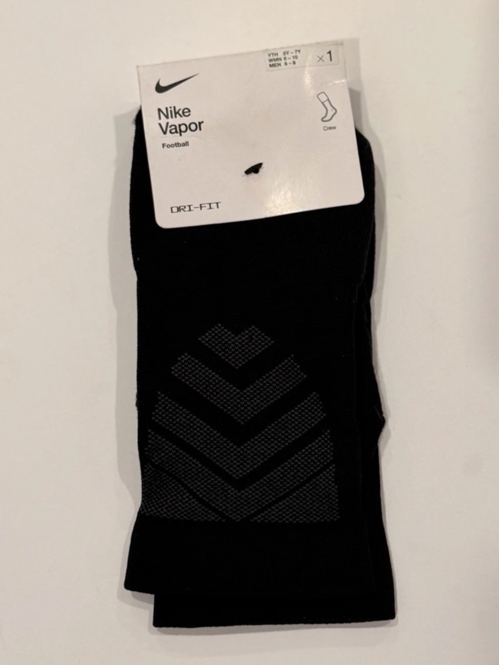 Nike Men’s Black Crew Athletic Socks with Chevron Grip